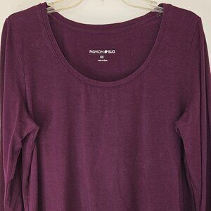 Fashion Bug Deep Purple Long Sleeve Tee Shirt, Size 0X 95% Cotton, 5% Spandex